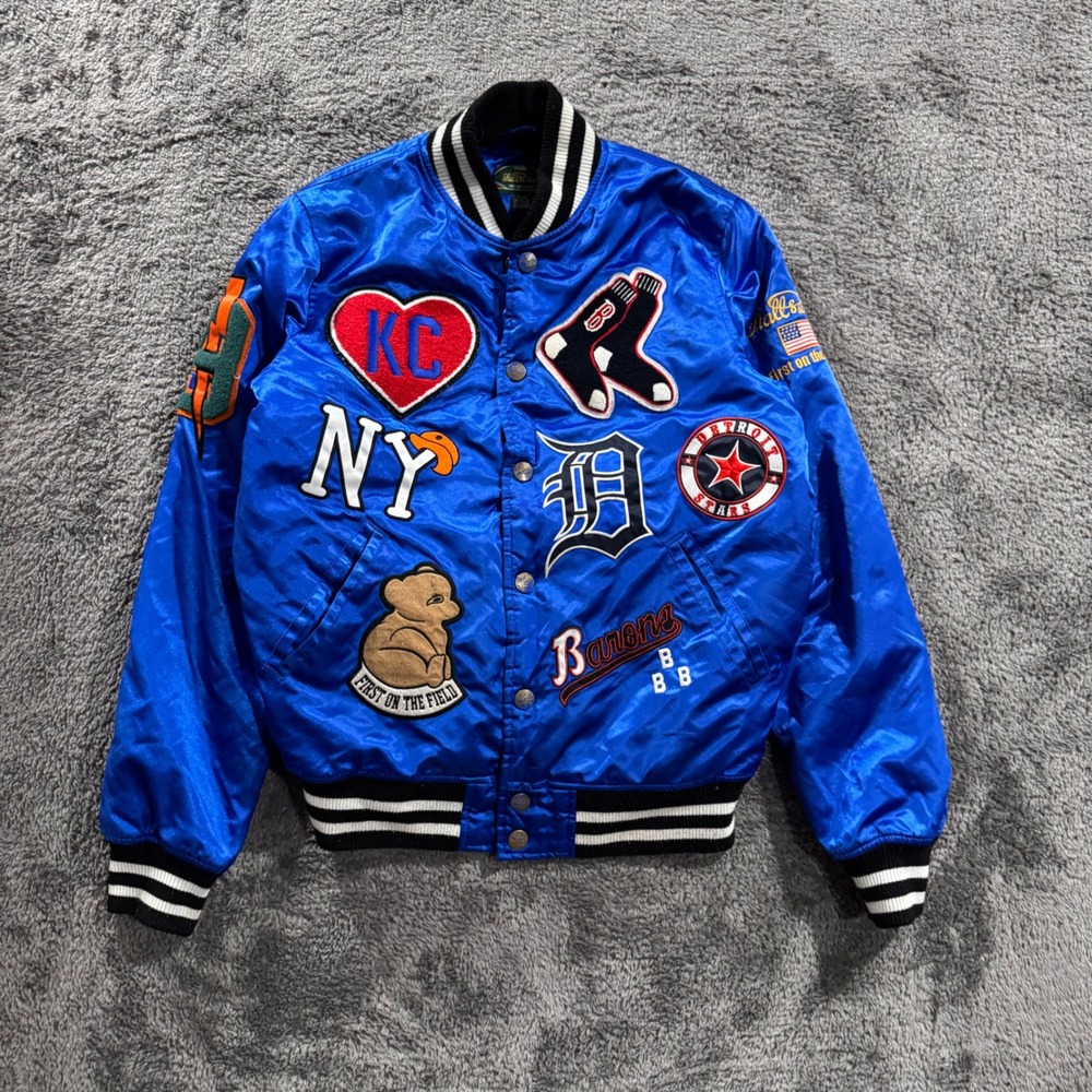 Stall & Dean Negro Leagues Baseball Varsity Jacket Blue Satin Mens XL NY Yankees